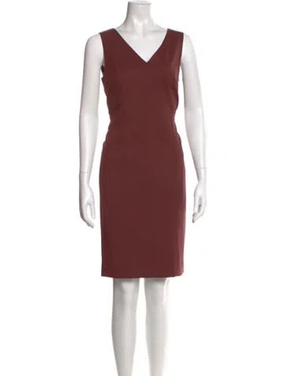 Pre-owned Lafayette 148 Virgin Wool Knee-length Dress In Brown