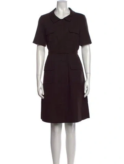 Pre-owned Lafayette 148 Virgin Wool Knee-length Dress In Brown