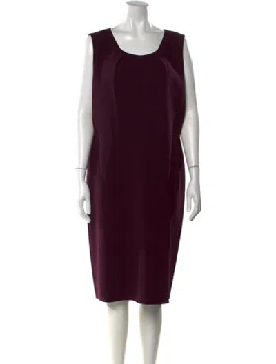 Pre-owned Lafayette 148 Virgin Wool Knee-length Dress In Burgundy