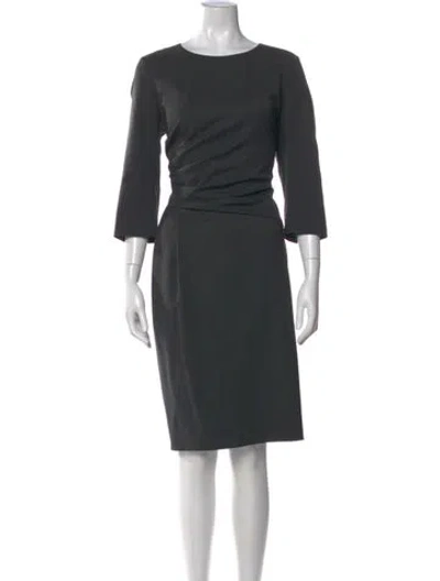 Pre-owned Lafayette 148 Virgin Wool Knee-length Dress In Gray