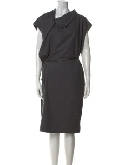 Pre-owned Lafayette 148 Virgin Wool Knee-length Dress In Gray