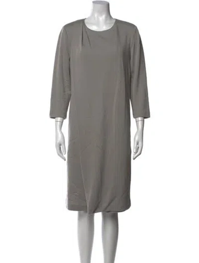 Pre-owned Lafayette 148 Virgin Wool Knee-length Dress In Grey