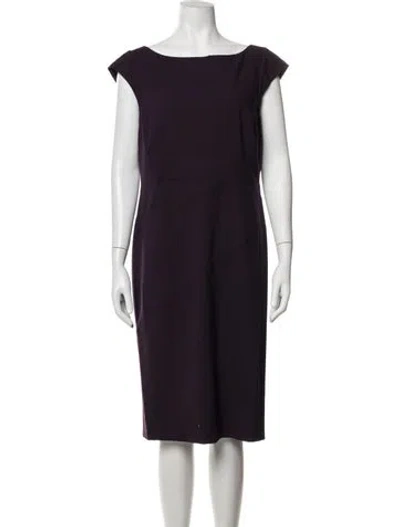 Pre-owned Lafayette 148 Virgin Wool Knee-length Dress In Purple