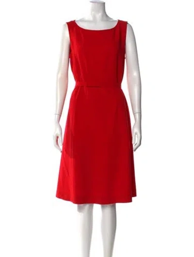 Pre-owned Lafayette 148 Virgin Wool Knee-length Dress In Red