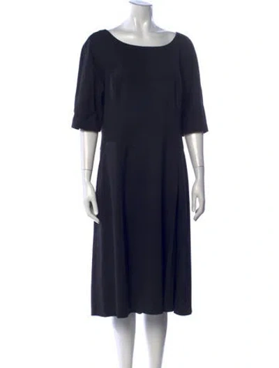 Pre-owned Lafayette 148 Virgin Wool Midi Length Dress In Blue