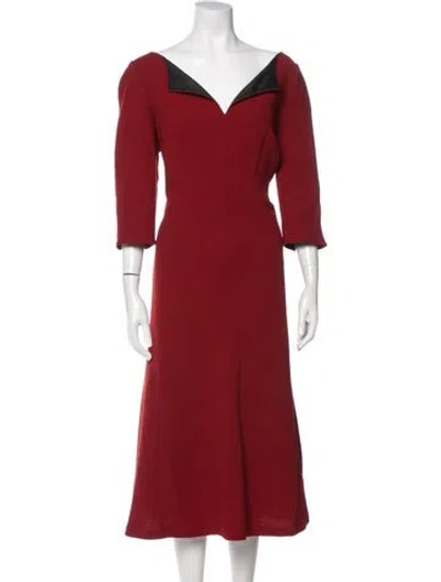 Pre-owned Lafayette 148 Virgin Wool Midi Length Dress In Red