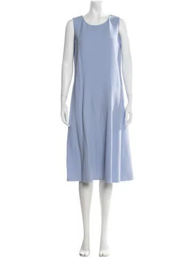 Pre-owned Lafayette 148 Virgin Wool Midi Length Dress W/ Tags In Blue