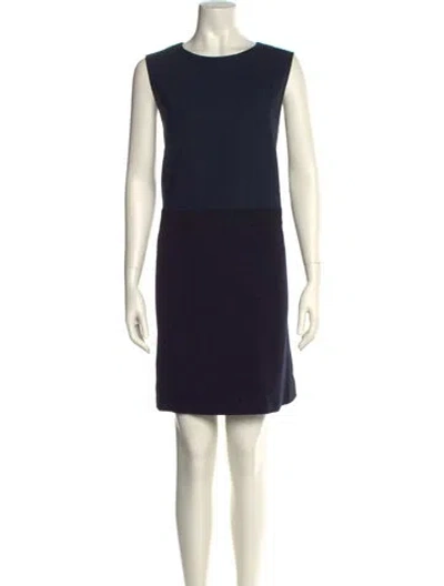Pre-owned Lafayette 148 Virgin Wool Mini Dress In Blue