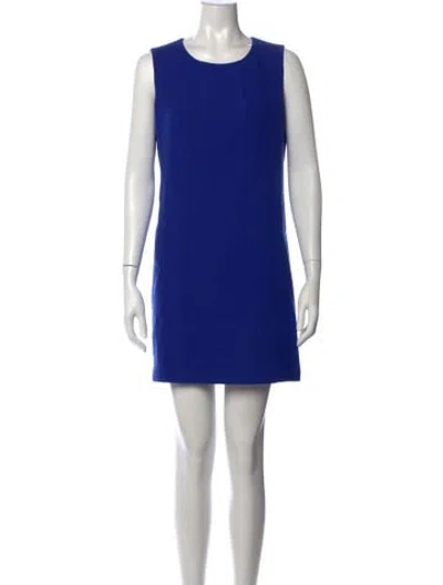 Pre-owned Lafayette 148 Virgin Wool Mini Dress In Blue