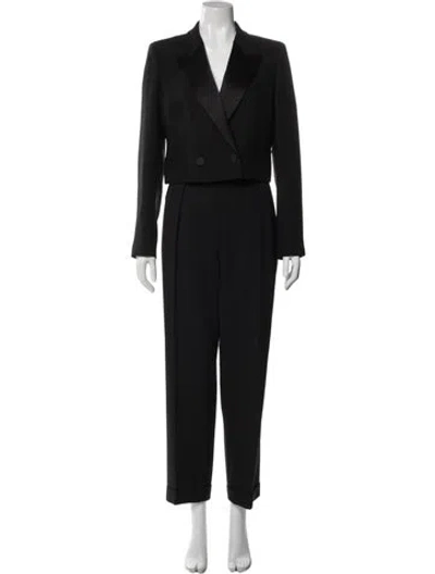 Pre-owned Lafayette 148 Virgin Wool Pantsuit In Black