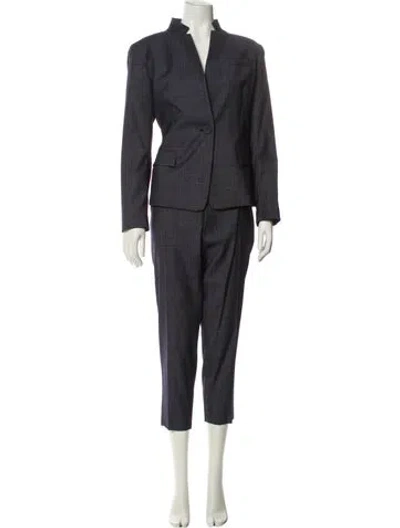 Pre-owned Lafayette 148 Virgin Wool Pantsuit In Blue