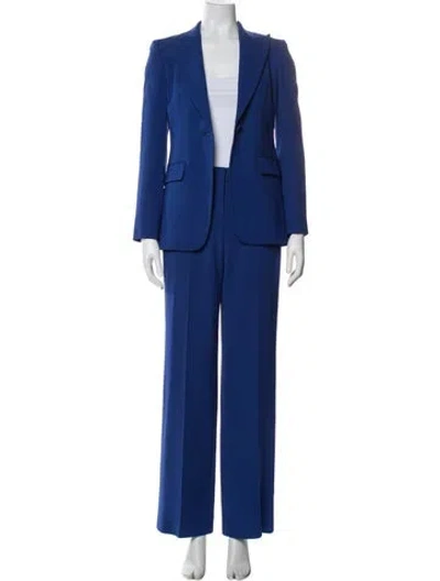 Pre-owned Lafayette 148 Virgin Wool Pantsuit In Blue