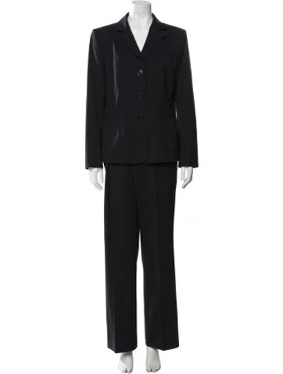 Pre-owned Lafayette 148 Virgin Wool Pantsuit In Blue