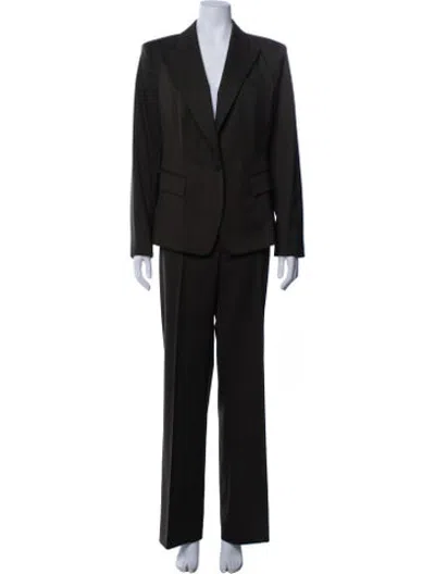 Pre-owned Lafayette 148 Virgin Wool Pantsuit In Green