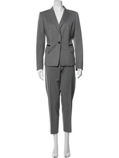 Pre-owned Lafayette 148 Virgin Wool Pantsuit In Grey
