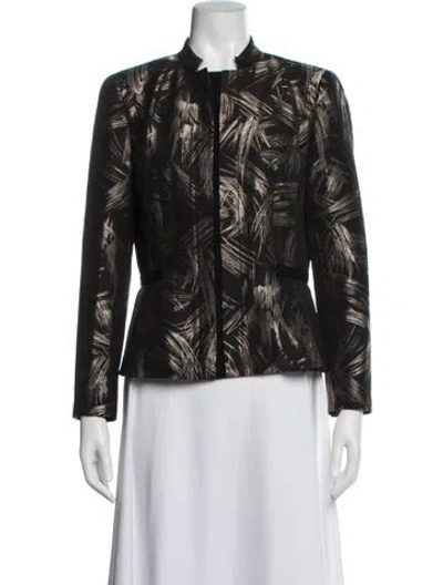Pre-owned Lafayette 148 Virgin Wool Patterned Jacket In Black