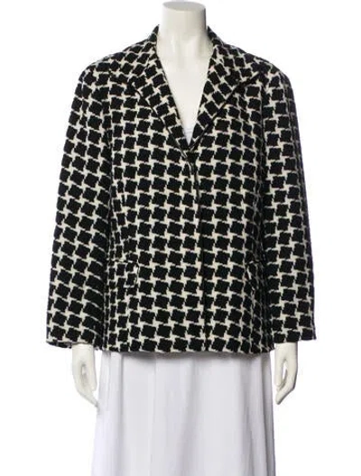 Pre-owned Lafayette 148 Virgin Wool Plaid Print Blazer In Black
