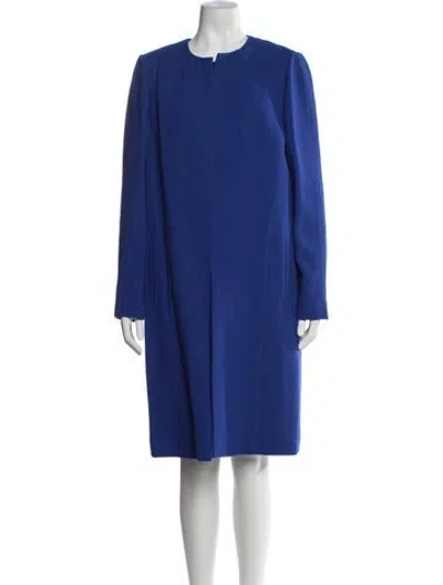 Pre-owned Lafayette 148 Virgin Wool Pleated Accents Dress Set W/ Tags In Blue