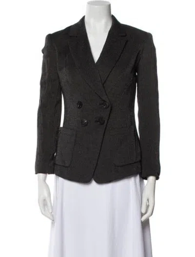 Pre-owned Lafayette 148 Virgin Wool Printed Blazer In Black