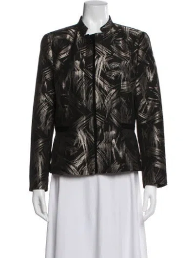Pre-owned Lafayette 148 Virgin Wool Printed Jacket In Black