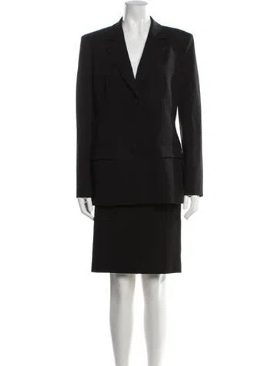 Pre-owned Lafayette 148 Virgin Wool Skirt Set In Black