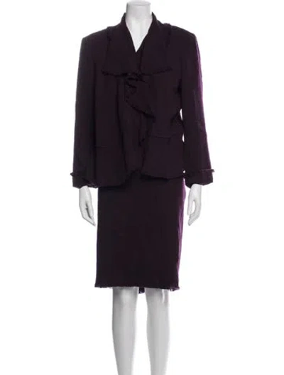 Pre-owned Lafayette 148 Virgin Wool Skirt Set In Purple