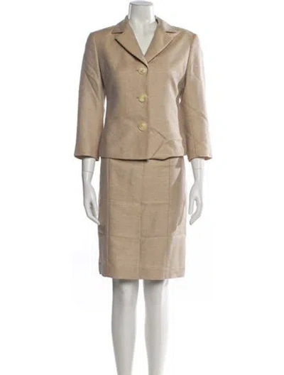 Pre-owned Lafayette 148 Virgin Wool Skirt Suit In Neutral