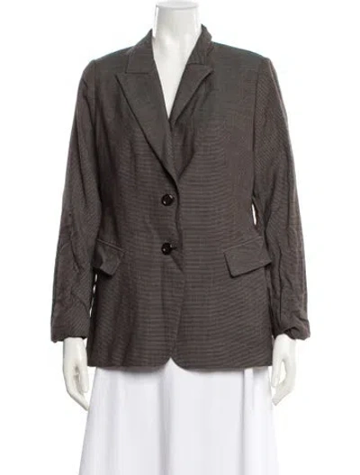 Pre-owned Lafayette 148 Virgin Wool Striped Blazer In Gray