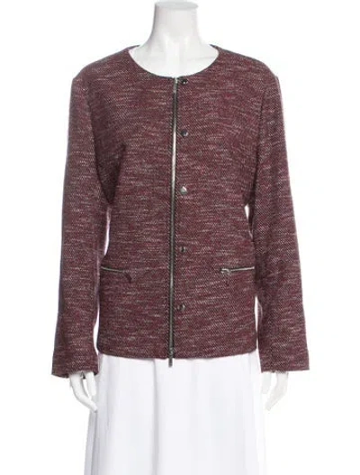 Pre-owned Lafayette 148 Virgin Wool Striped Evening Jacket In Burgundy