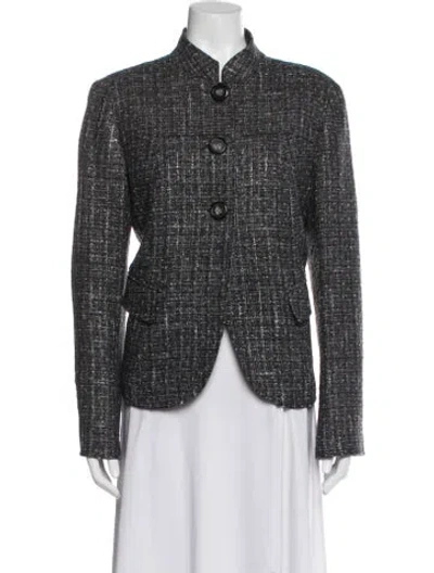 Pre-owned Lafayette 148 Virgin Wool Tweed Pattern Blazer In Multi