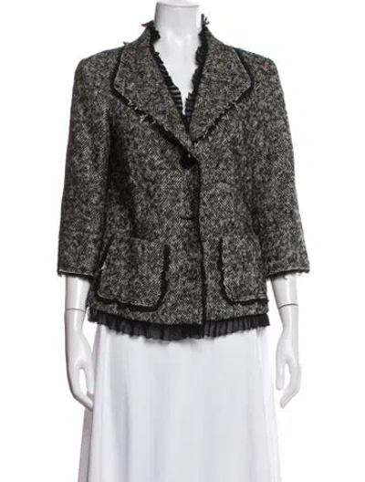 Pre-owned Lafayette 148 Virgin Wool Tweed Pattern Blazer In Multi