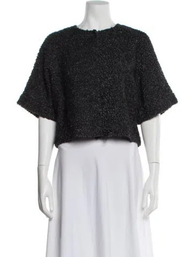 Pre-owned Lafayette 148 Virgin Wool Tweed Pattern Bolero In Gray