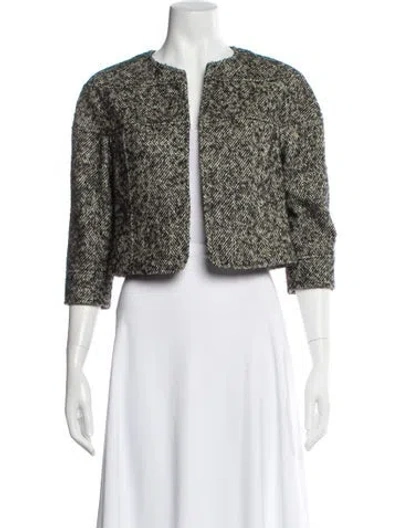 Pre-owned Lafayette 148 Virgin Wool Tweed Pattern Evening Jacket In Green