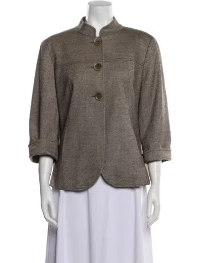 Pre-owned Lafayette 148 Virgin Wool Tweed Pattern Jacket In Multi