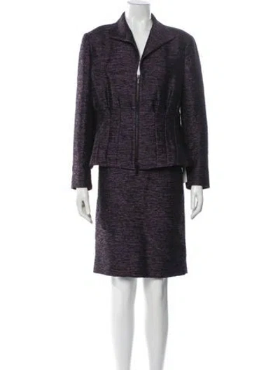 Pre-owned Lafayette 148 Virgin Wool Tweed Pattern Skirt Set In Gray