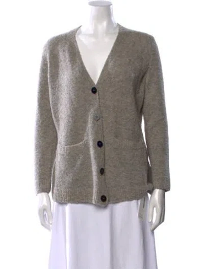 Pre-owned Lafayette 148 Virgin Wool V-neck Sweater In Gray