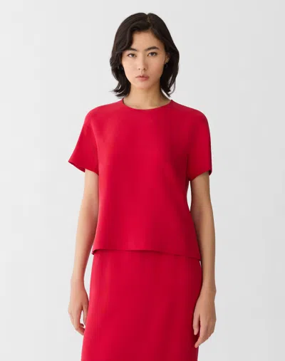 Lafayette 148 Viscose Silk Cady Short Sleeve T-shirt In Multi