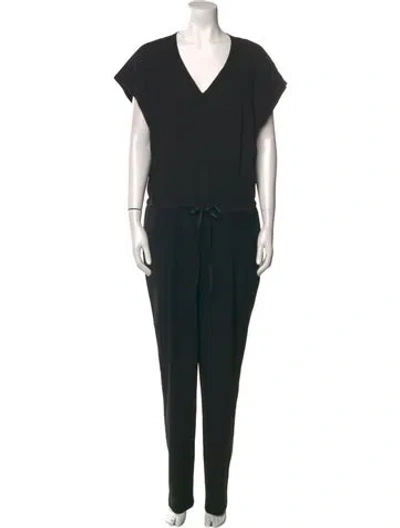 Pre-owned Lafayette 148 V-neck Jumpsuit In Black