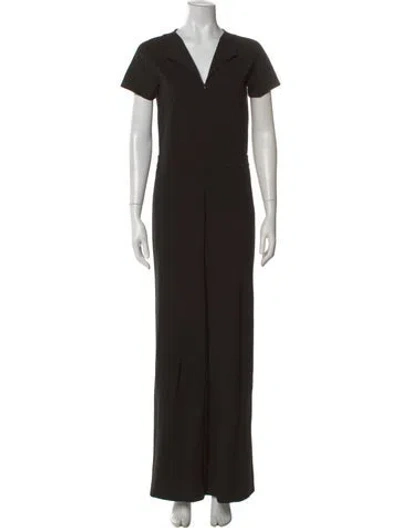 Pre-owned Lafayette 148 V-neck Jumpsuit In Black