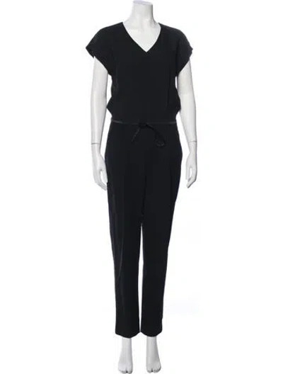 Pre-owned Lafayette 148 V-neck Jumpsuit In Black