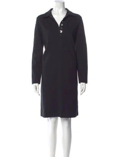 Pre-owned Lafayette 148 V-neck Knee-length Dress In Black