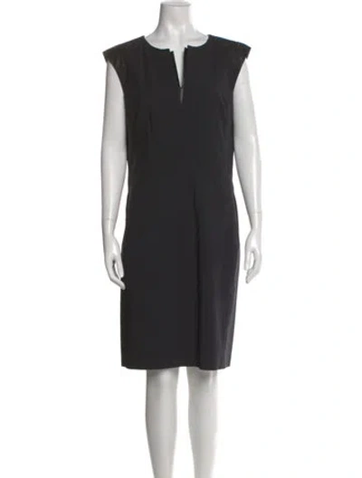 Pre-owned Lafayette 148 V-neck Knee-length Dress In Black