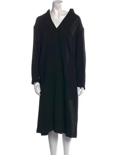 Pre-owned Lafayette 148 V-neck Knee-length Dress In Black