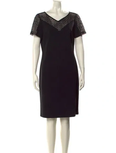 Pre-owned Lafayette 148 V-neck Knee-length Dress In Black