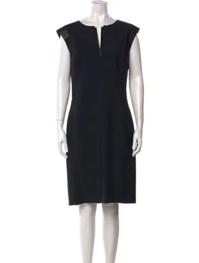Pre-owned Lafayette 148 V-neck Knee-length Dress In Black