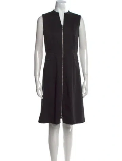 Pre-owned Lafayette 148 V-neck Knee-length Dress In Black