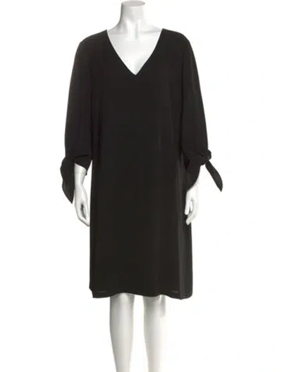 Pre-owned Lafayette 148 V-neck Knee-length Dress In Black