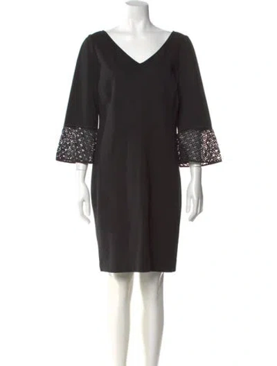 Pre-owned Lafayette 148 V-neck Knee-length Dress In Black