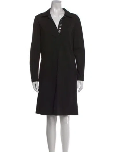 Pre-owned Lafayette 148 V-neck Knee-length Dress In Black