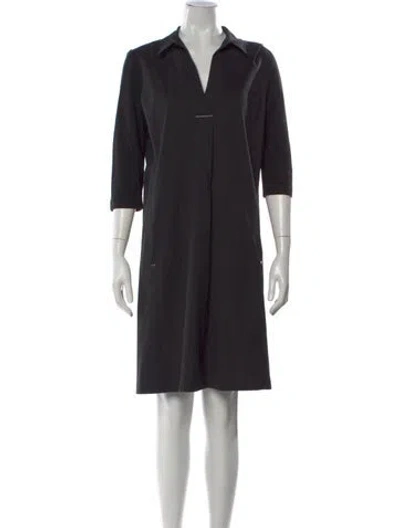 Pre-owned Lafayette 148 V-neck Knee-length Dress In Black